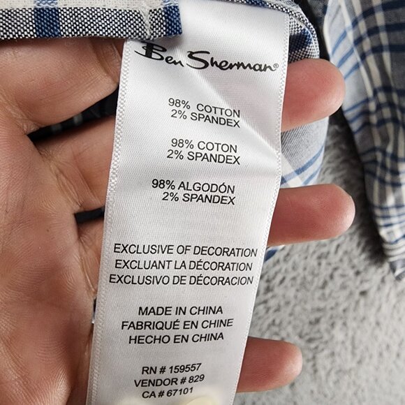 Ben Sherman Shirt Mens Medium Blue Plaid Long Sleeve Button Up *NWT* - Picture 5 of 11